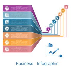 Template Infographic Strips Perspective seven position.