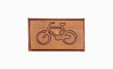 Signs wooden bicycle,isolated