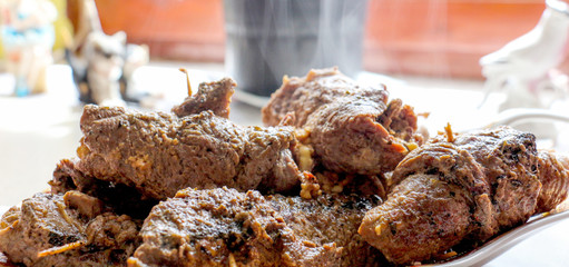 Roasted stuffed beefsteak with spices