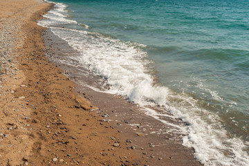 Black Sea wild beach on Meganom cape at spring season