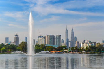 Kuala Lumpur city skyline at at Titiwangsa park, Malaysia © Noppasinw