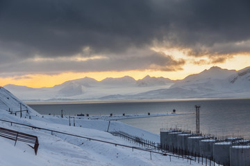 Barentsburg port  - Russian village on Spitsbergen