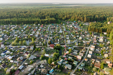 Vinzili, Russia - May 23, 2016: View onto dacha cooperative of Tyumen region in spring time