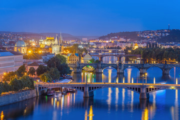 Fototapeta na wymiar Prague city skyline at night, Czech Republic
