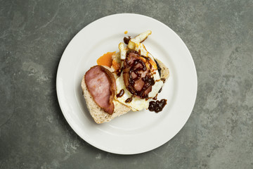 Bacon and Egg Roll on a Plate