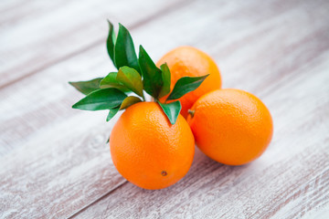 orange isolated on a wooden background