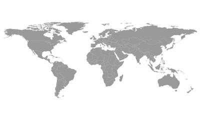 Grey political world map-countries. Vector illustration