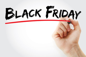 Hand writing Black Friday with marker, business concept