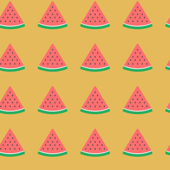 seamless pattern of slices of watermelon on a color background