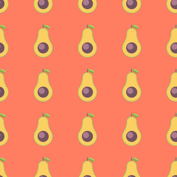Organic vegetarian avocado seamless repeating pattern - flat style vector illustration