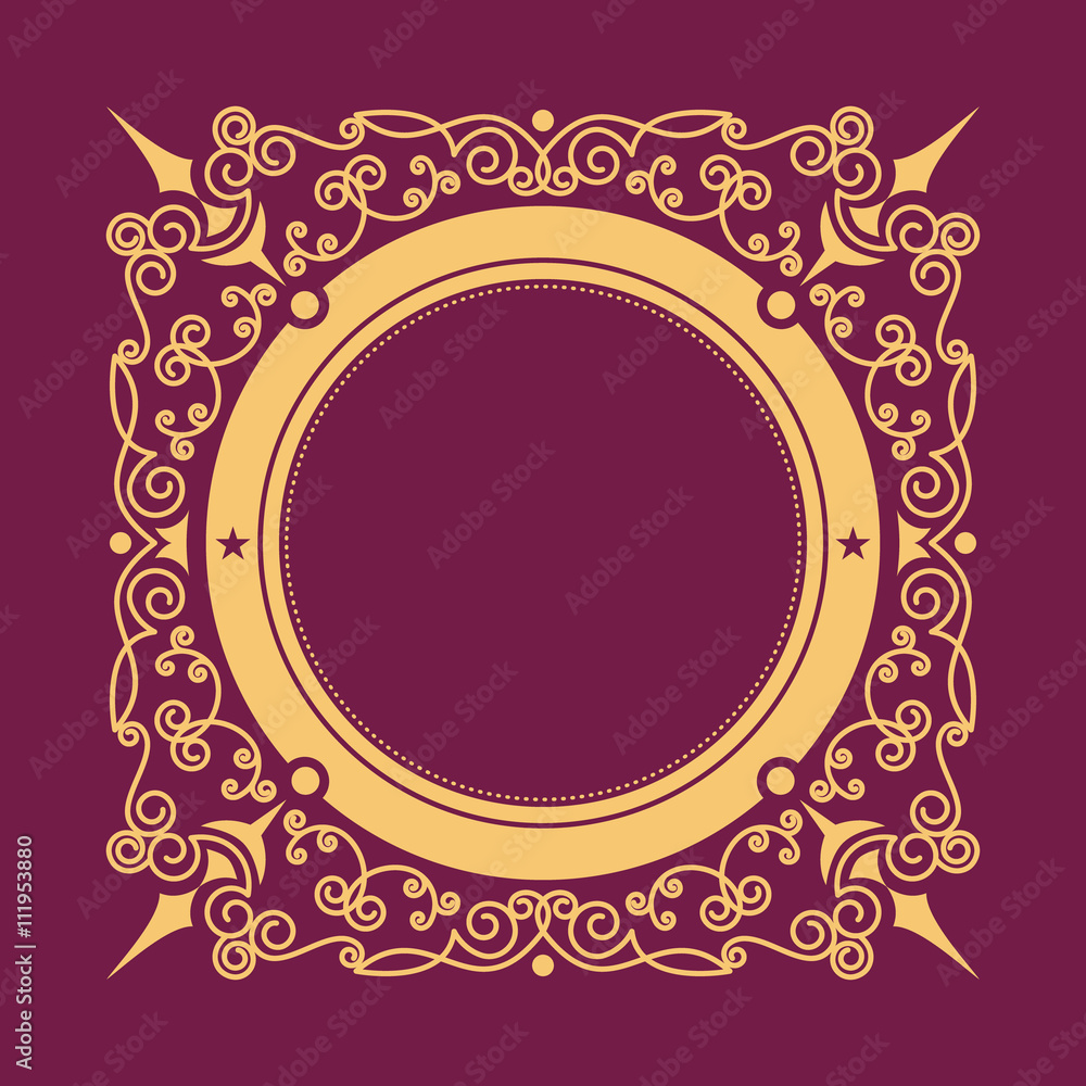 Poster vector geometric frame with copy space for text. golden elements art deco on a dark background.