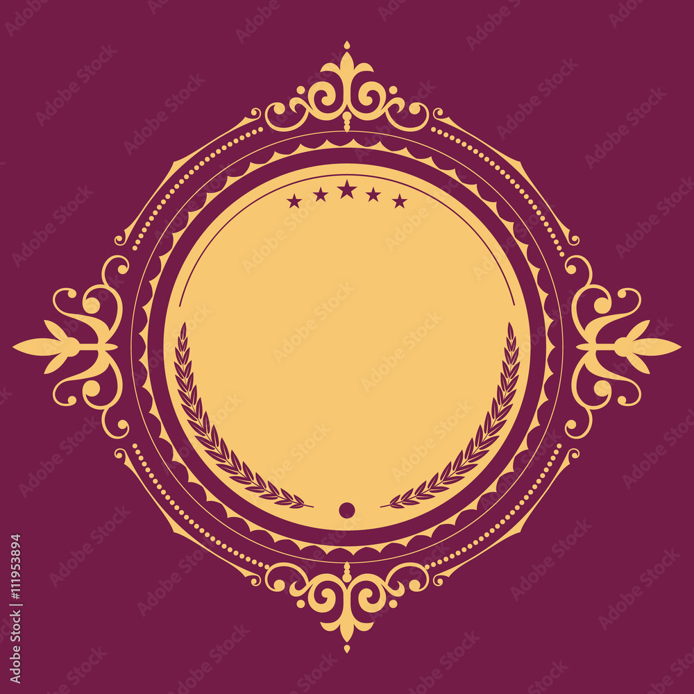 Poster vector geometric frame with copy space for text. golden elements art deco on a dark background.