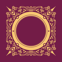 Vector geometric frame with copy space for text.  Golden elements art deco on a dark background.