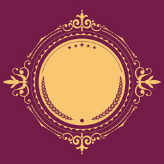 Vector geometric frame with copy space for text.  Golden elements art deco on a dark background.