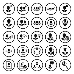 Human resources and user management icons set.