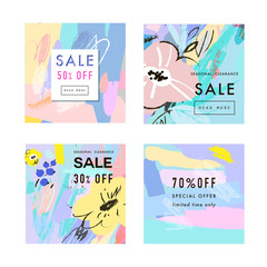 Naklejka na ściany i meble Set of Creative Social Media Sale headers or banners with discount offer