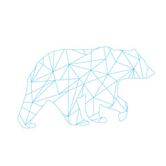 blue abstract lines bear. Animal isolated
