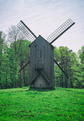 Old estonian windmill on the hill.