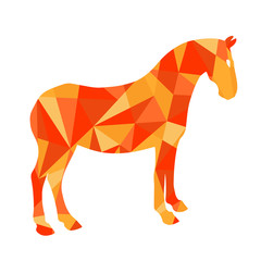 red shapes abstract horse. Animal isolated