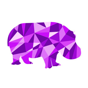 Purple Shapes Abstract Hippo. Animal Isolated
