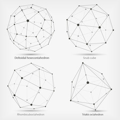 Set design elements on a white background. The contours of complex geometric shapes.
