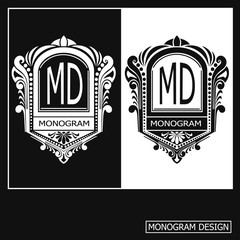 Vintage vector monogram. Elegant emblem logo for restaurants, hotels, bars and boutiques. It can be used to design business cards, invitations, booklets and brochures