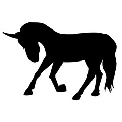 Unicorn vector. The black silhouette of a unicorn.