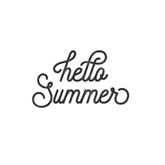 Fototapeta na wymiar Hello Summer phrase. Monoline script lettering. Vintage letterpress style vector typographic design.