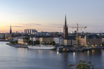 Fototapeta na wymiar Night panorama of the Gamla Stan, Stockholm, Sweden