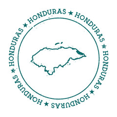 Honduras vector map. Retro vintage insignia with country map. Distressed visa stamp with Honduras text wrapped around a circle and stars. USA state map vector illustration.