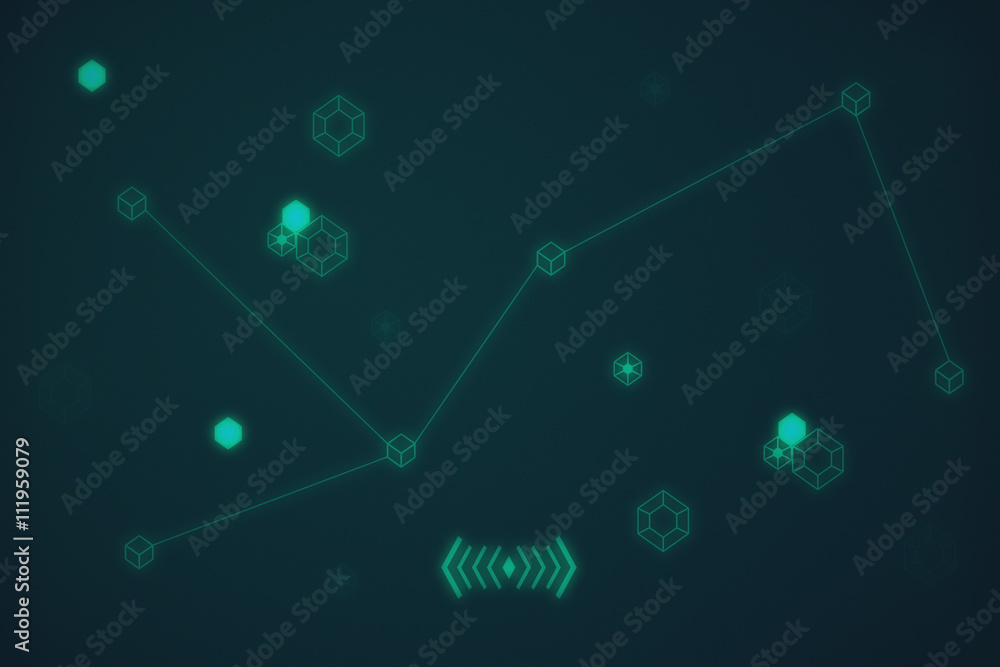 Poster Tech patterns on blue