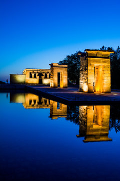 debod temple at blue hour