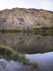reflection of mountain on lake.