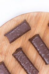 Chocolate cookies on the board. Commercial advertisement image