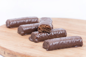Chocolate cookies on the board. Commercial advertisement image