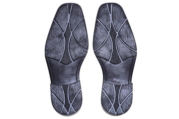 men's shoe sole/pair of two black men's shoes soles on white background