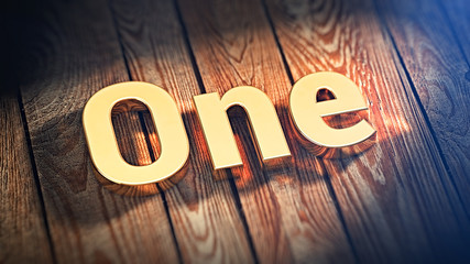 Word One on wood planks