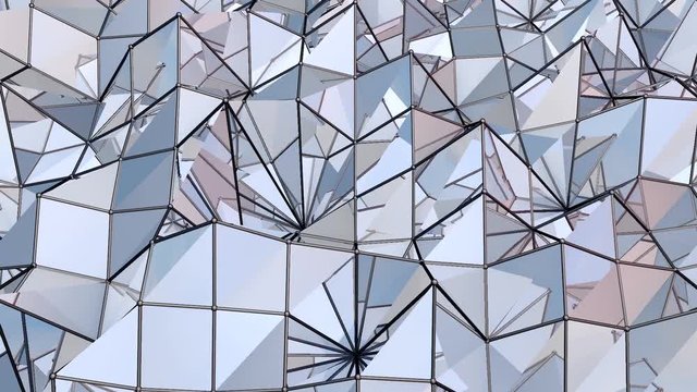 3D animation of changing polygonal mirrors background