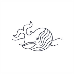 Whale line vector illustration