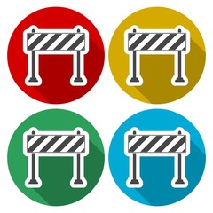 Barrier icon, Roadblocks icons set with long shadow