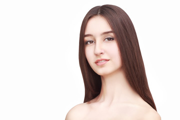 Naklejka premium Happy young woman isolated on white background