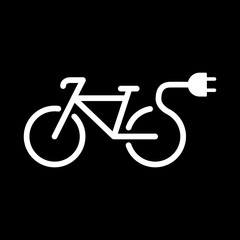 electro bicycle bike e-bike icon on black background