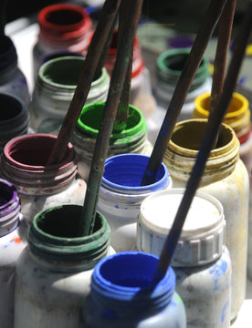 Painting set, brushes, paints, watercolor, acrylic paint