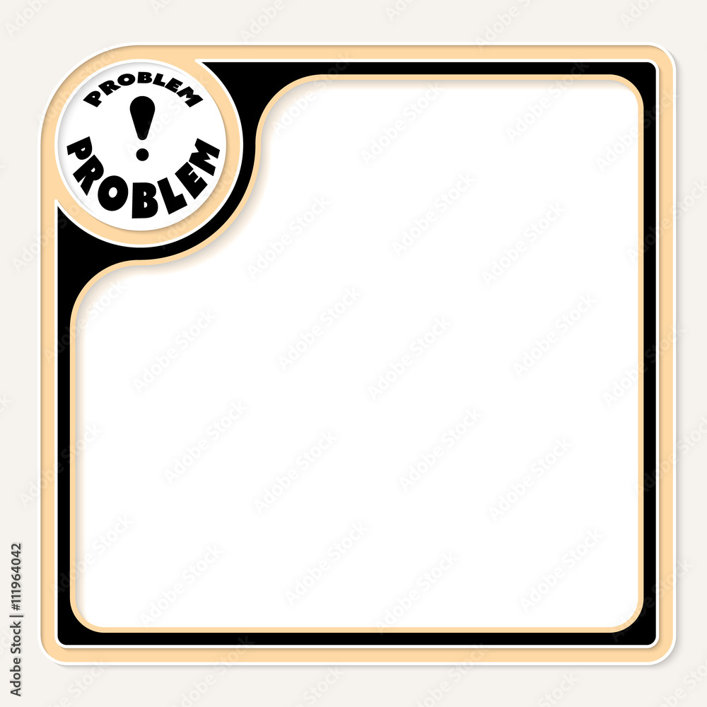 Poster yellow text frame and white circle box with problem icon
