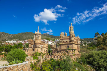 Pannoramic view of famous Castillo de Colomares is a monument similar to a fairytale castle,...