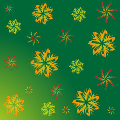 A pattern of maple leaves.