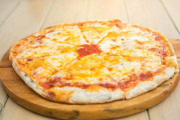 Classic cheese pizza.