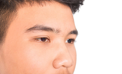 Eyes and eyebrows of Asian boy