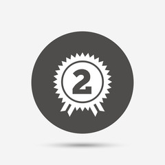 Second place award sign icon. Prize for winner.