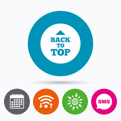 Back to top arrow sign icon. Scroll up symbol.